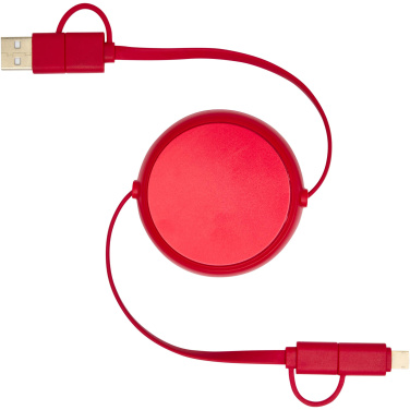 Logotrade werbemittel das Foto: Alasia 100 cm 5-in-1 Kabel aus recyceltem Kunststoff und Aluminium, einziehbar, für Datenübertragung und mit 45W Schnellladung